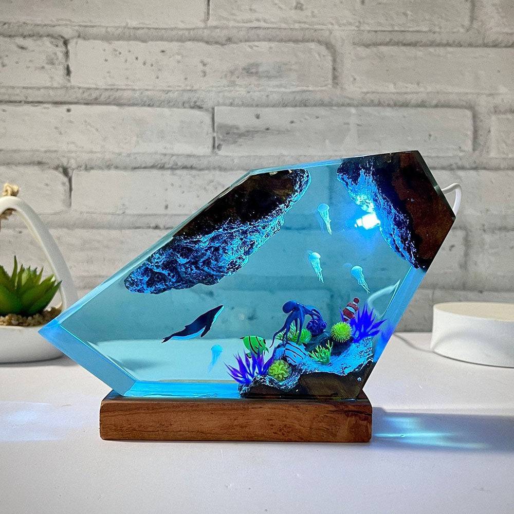 Humpback Whale &Jellyfish Resin Night Light - OPICRAFT