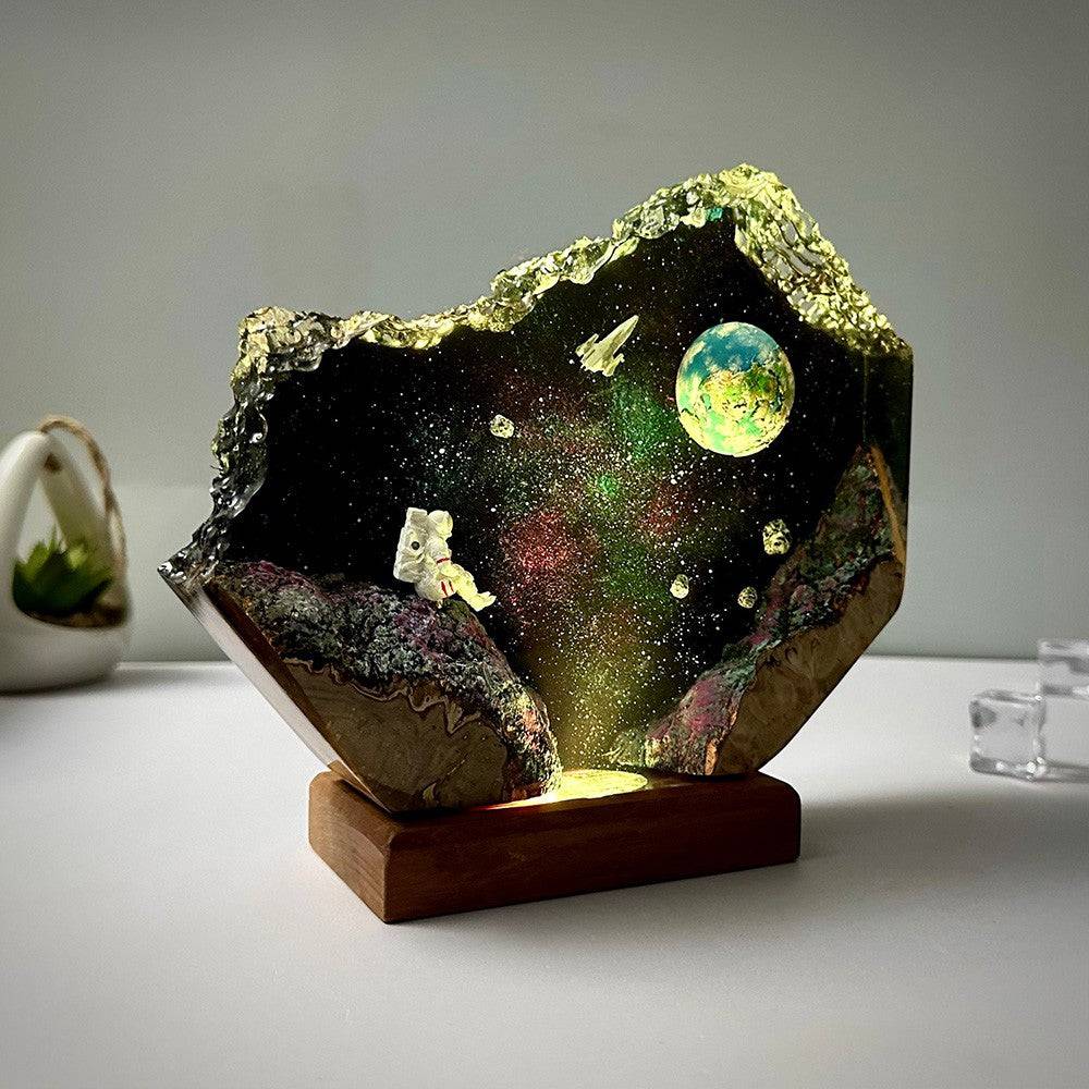 Space Galaxy Resin and Wood Night Light Interstellar Epoxy Lamp - OPICRAFT