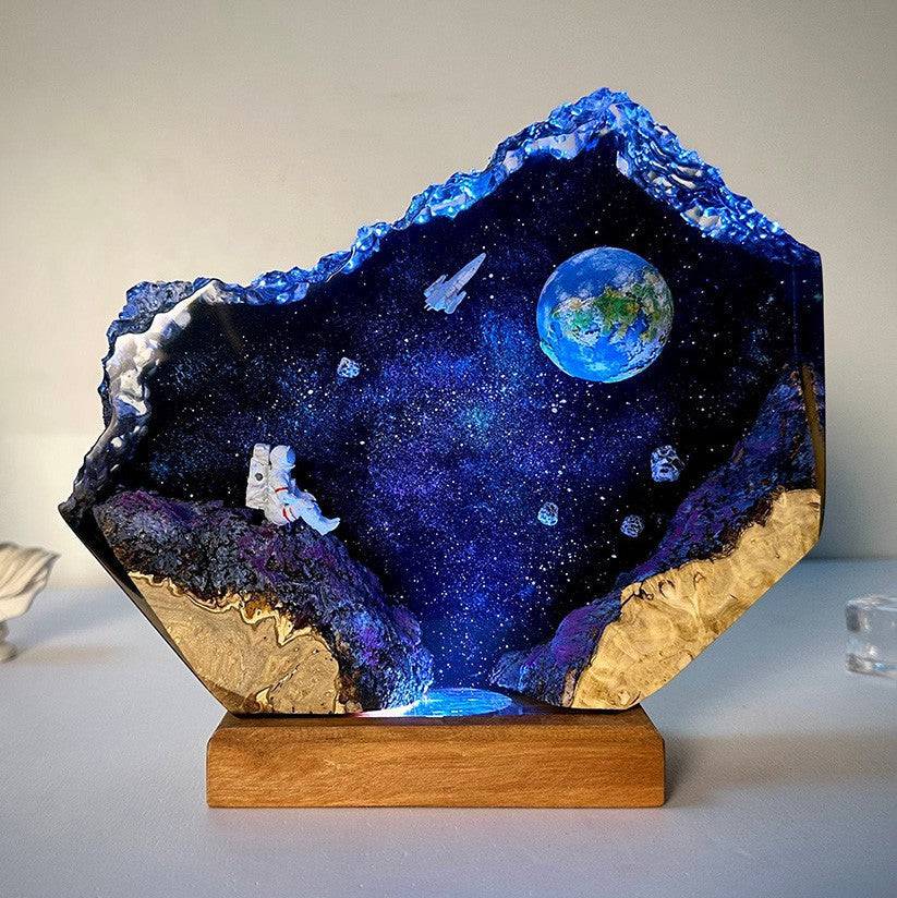 Space Galaxy Resin and Wood Night Light Interstellar Epoxy Lamp - OPICRAFT