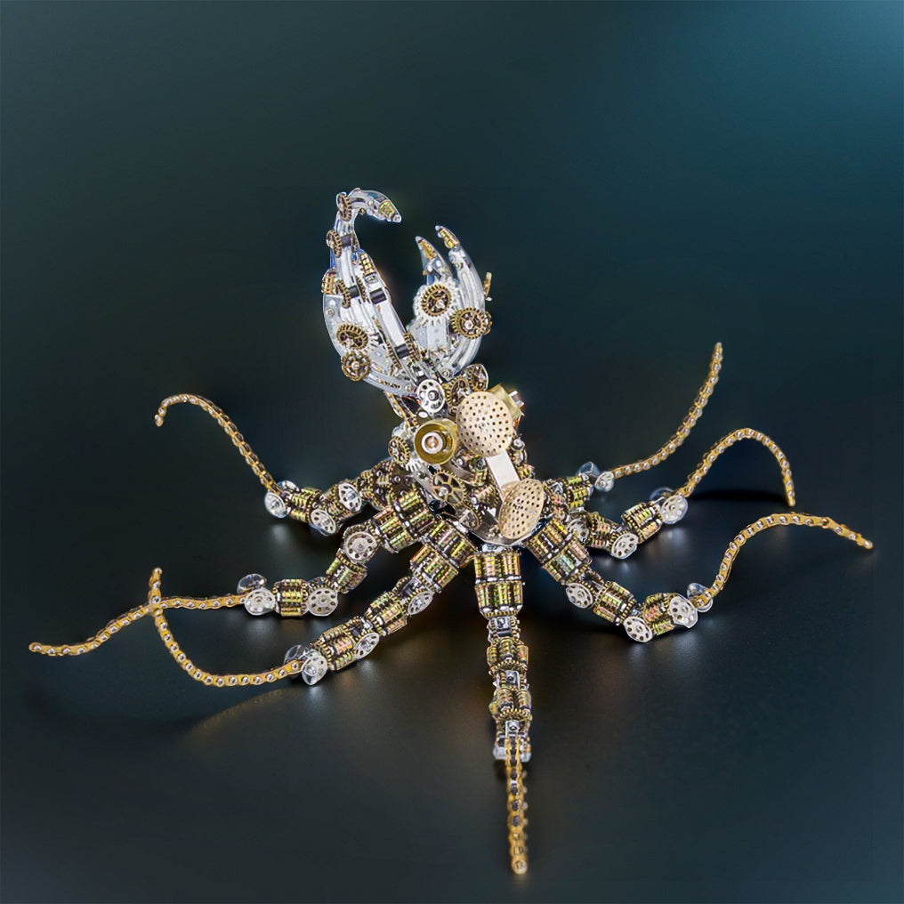 Intricate 3D Steampunk Mechanical Octopus Model Kit – 2400+ Pieces for Creative Builders! - OPICRAFT