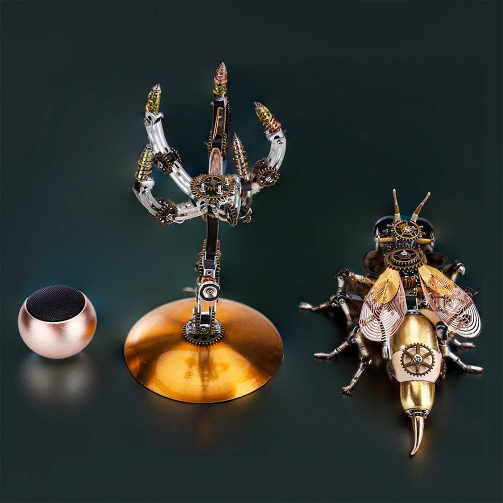 Intricate 3D Steampunk Wasp Model Kit – Engaging 627-Piece Puzzle with Scenic Base - OPICRAFT