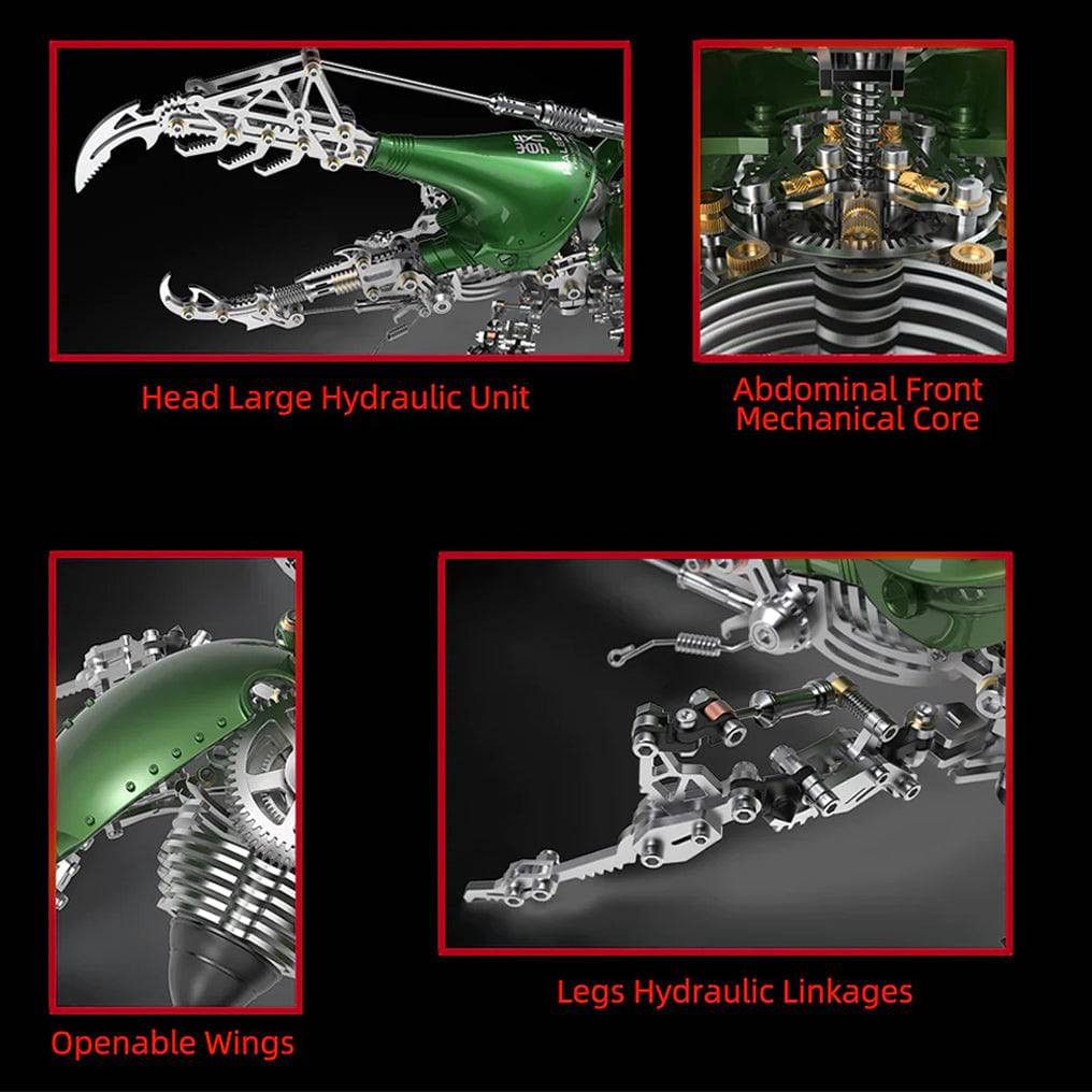 Intricate 3D Metal Beetle Model Kit with Long Horn - Perfect DIY Puzzle Adventure! - OPICRAFT