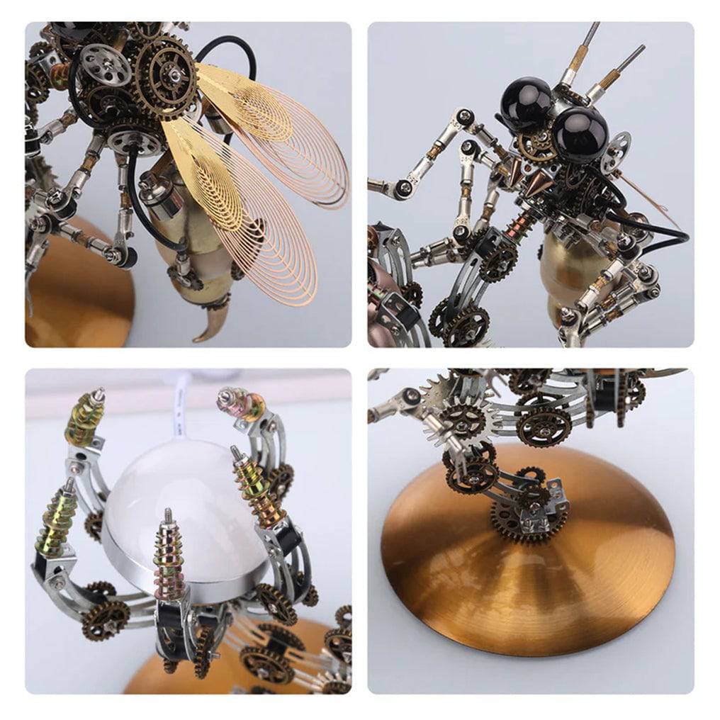 Intricate 3D Steampunk Wasp Model Kit – Engaging 627-Piece Puzzle with Scenic Base - OPICRAFT