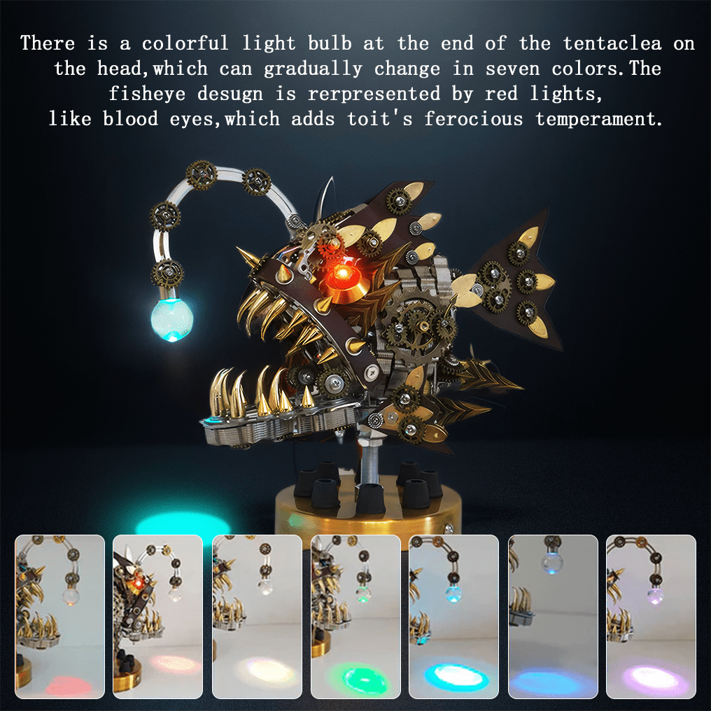 Creative 3D Mechanical Anglefish Metal Puzzle Kit - 1064 PCS Building Block Set for Enthusiasts - OPICRAFT