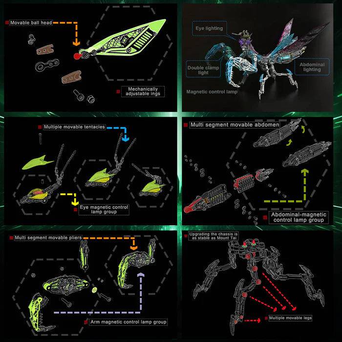 Incredible DIY 3D Metal Mechanical Mantis Model Kit - Over 1000 Pieces of Fun and Creativity! - OPICRAFT
