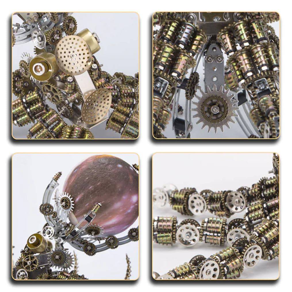 Intriguing 3D Metal Mechanical Octopus Puzzle Model with Lamp - Steampunk Design, 2400 PCS for Craft Lovers! - OPICRAFT