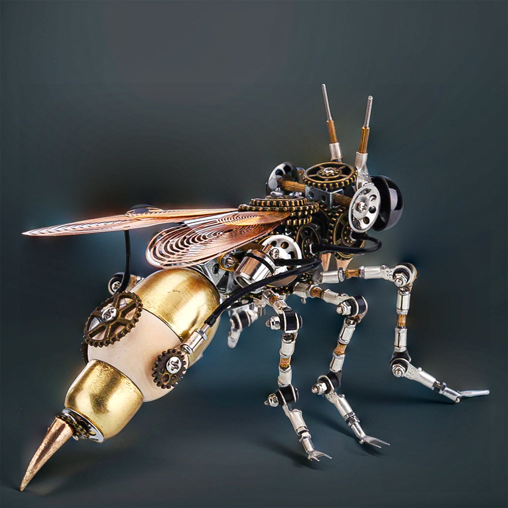 Intricate 3D Steampunk Wasp Model Kit – Engaging 627-Piece Puzzle with Scenic Base - OPICRAFT