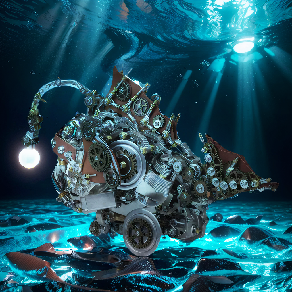 Creative 3D Mechanical Anglefish Metal Puzzle Kit - 1064 PCS Building Block Set for Enthusiasts - OPICRAFT