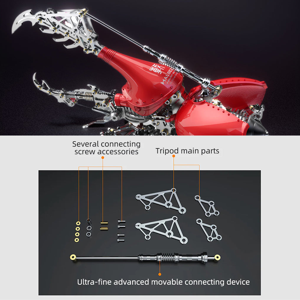 Intricate 3D Metal Beetle Model Kit with Long Horn - Perfect DIY Puzzle Adventure! - OPICRAFT