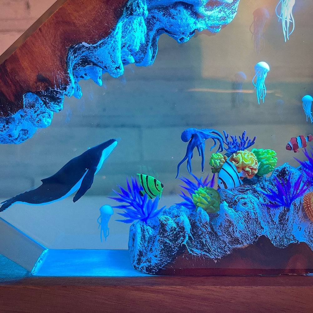 Humpback Whale &Jellyfish Resin Night Light - OPICRAFT