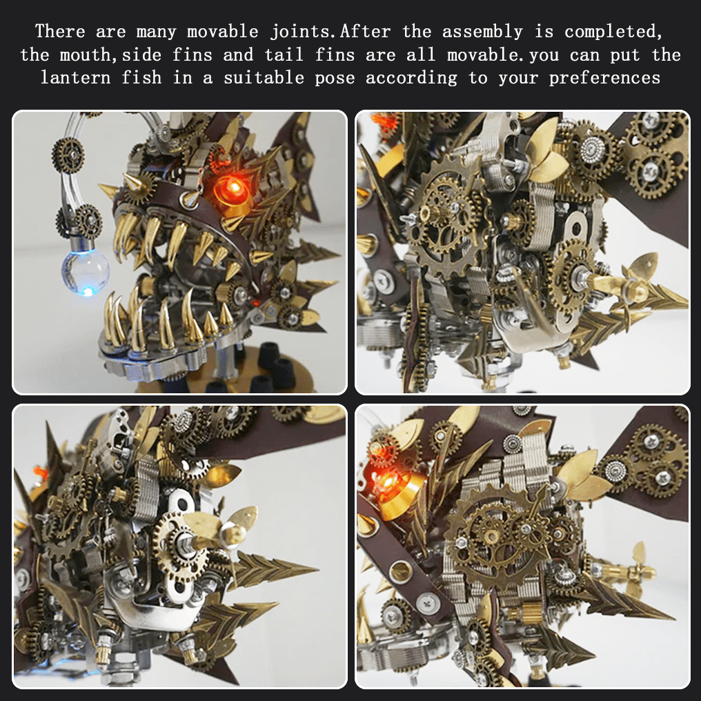 Creative 3D Mechanical Anglefish Metal Puzzle Kit - 1064 PCS Building Block Set for Enthusiasts - OPICRAFT