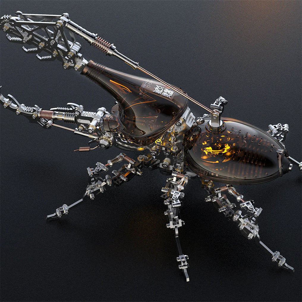 Intricate 3D Metal Beetle Model Kit with Long Horn - Perfect DIY Puzzle Adventure! - OPICRAFT