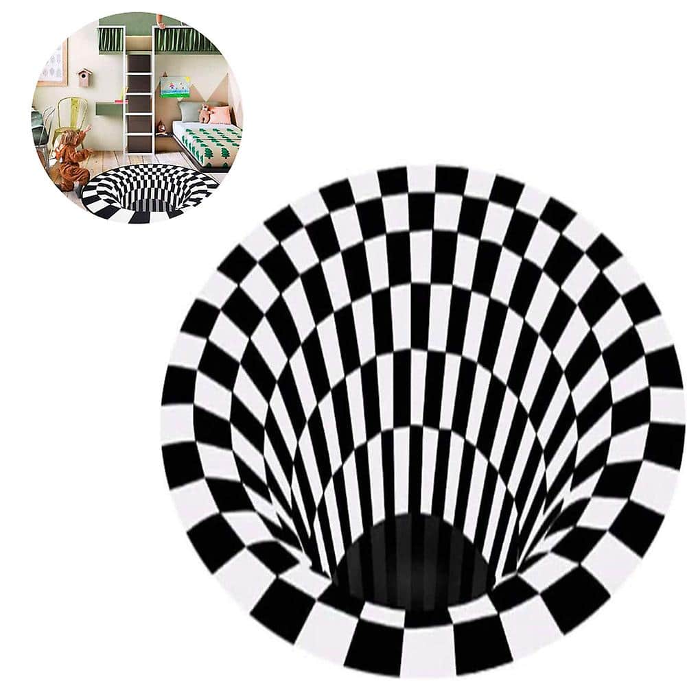 Illusion Carpet, Non-slip Floor Mat Black White Lattice 3d Carpet - BRIVLOX | Where Innovation Meets Style!