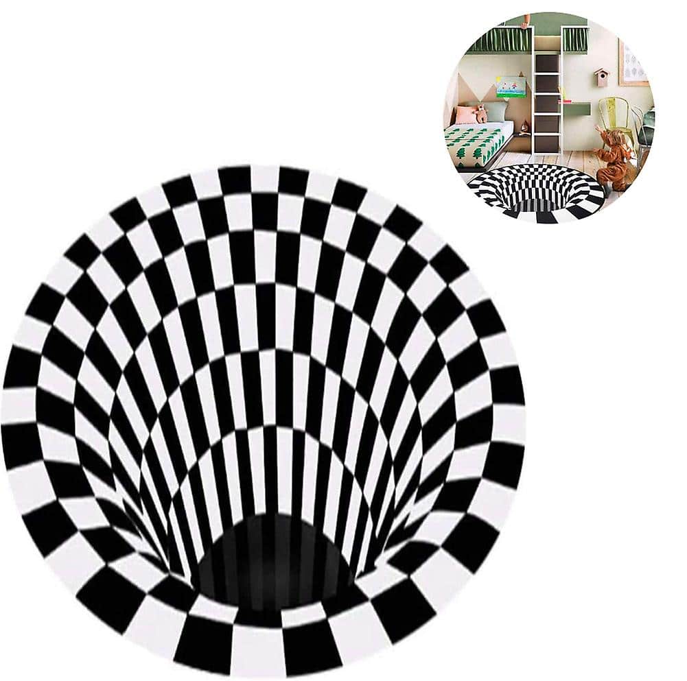 Illusion Carpet, Non-slip Floor Mat Black White Lattice 3d Carpet - BRIVLOX | Where Innovation Meets Style!