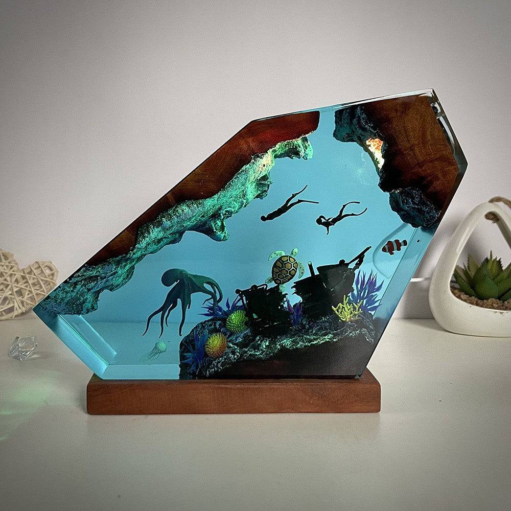 Octopus and Divers Resin Night Light - OPICRAFT