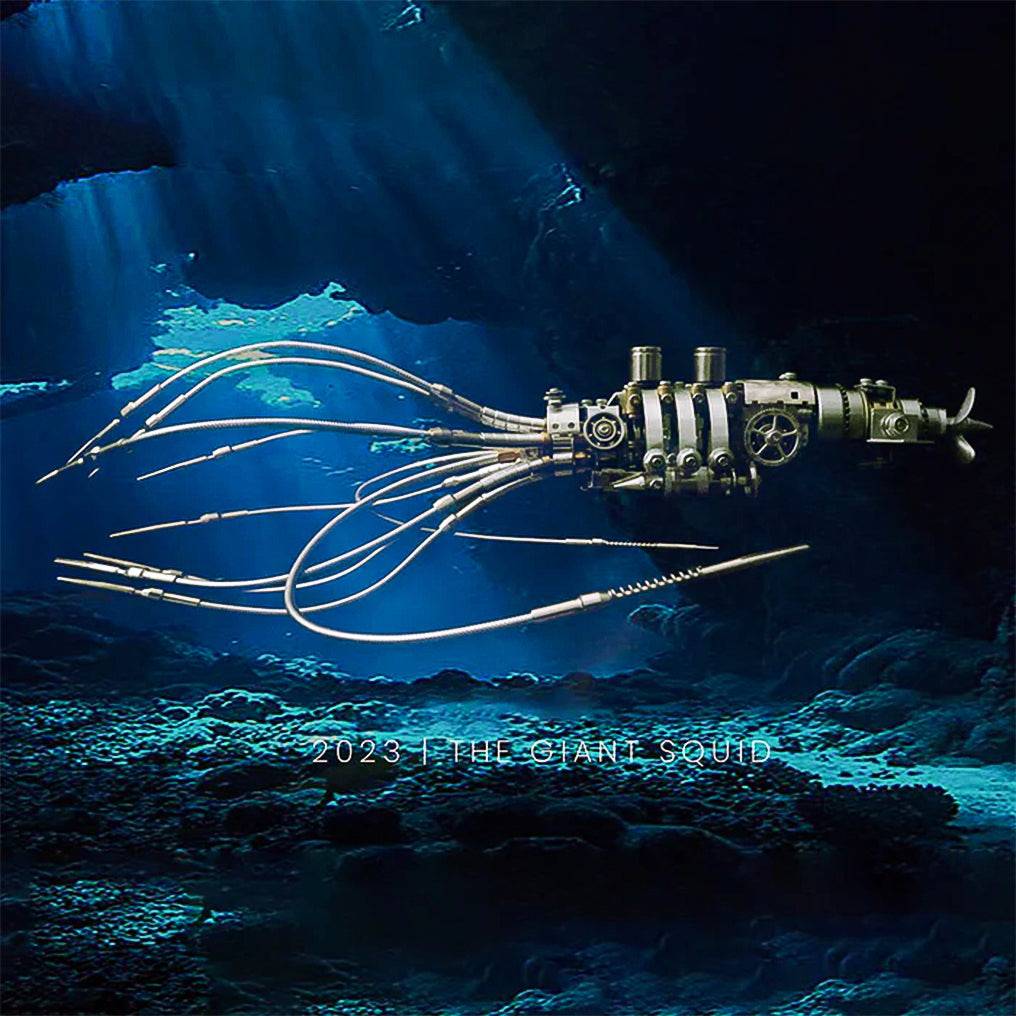 Intriguing 3D Metal Steampunk Giant Squid Puzzle Model Kit - 295+ Intricate Pieces for Creative Assembly! - OPICRAFT