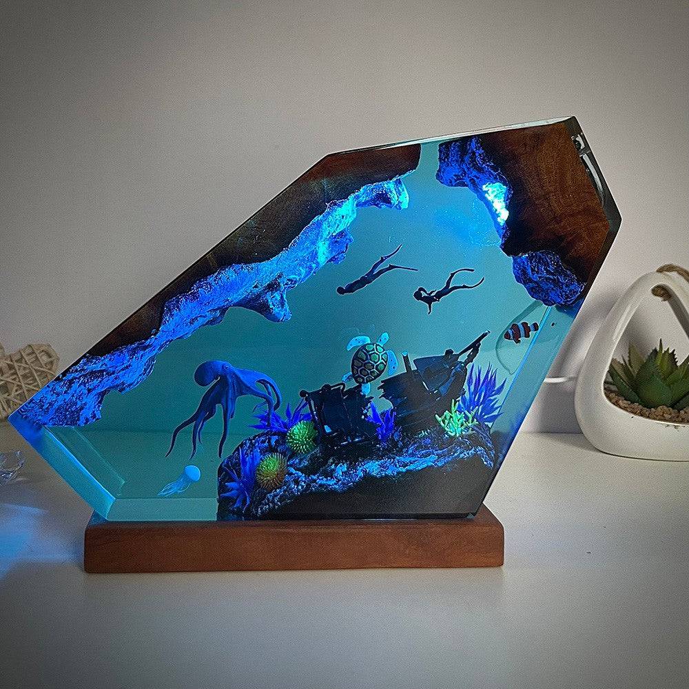 Octopus and Divers Resin Night Light - OPICRAFT
