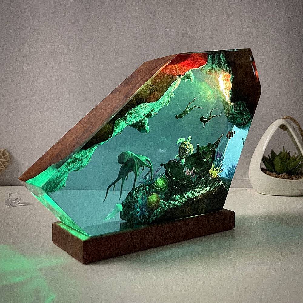 Octopus and Divers Resin Night Light - OPICRAFT