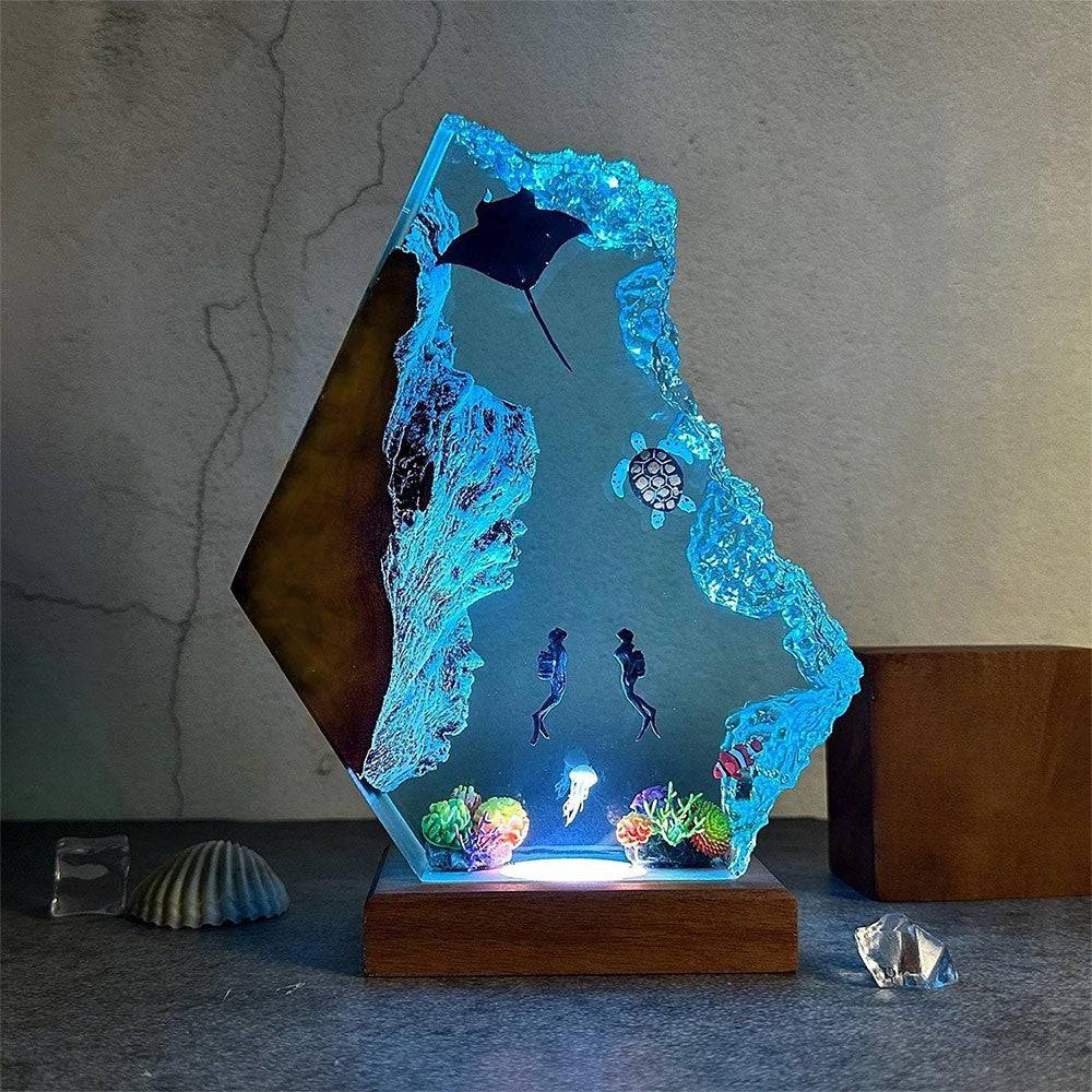 HOT SALE❗Manta Rays and Couple Diver Resin Night Light - OPICRAFT