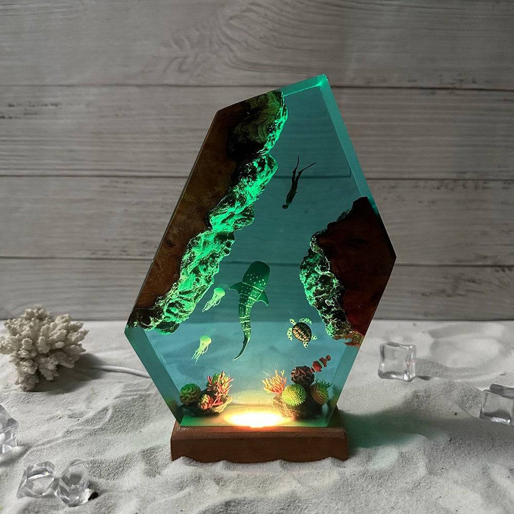 HOT SELL❗❗ Whale shark and Diver Resin Night Light - OPICRAFT