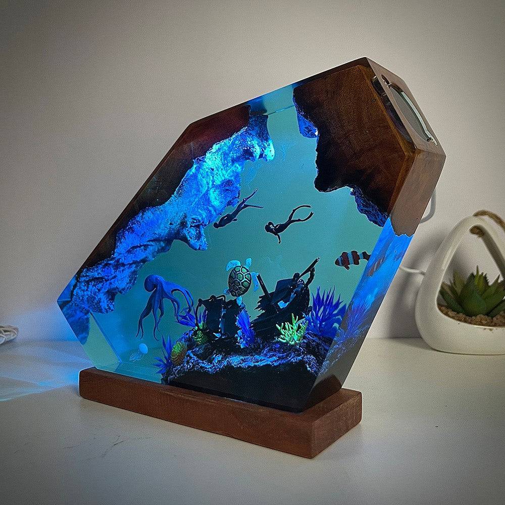 Octopus and Divers Resin Night Light - OPICRAFT