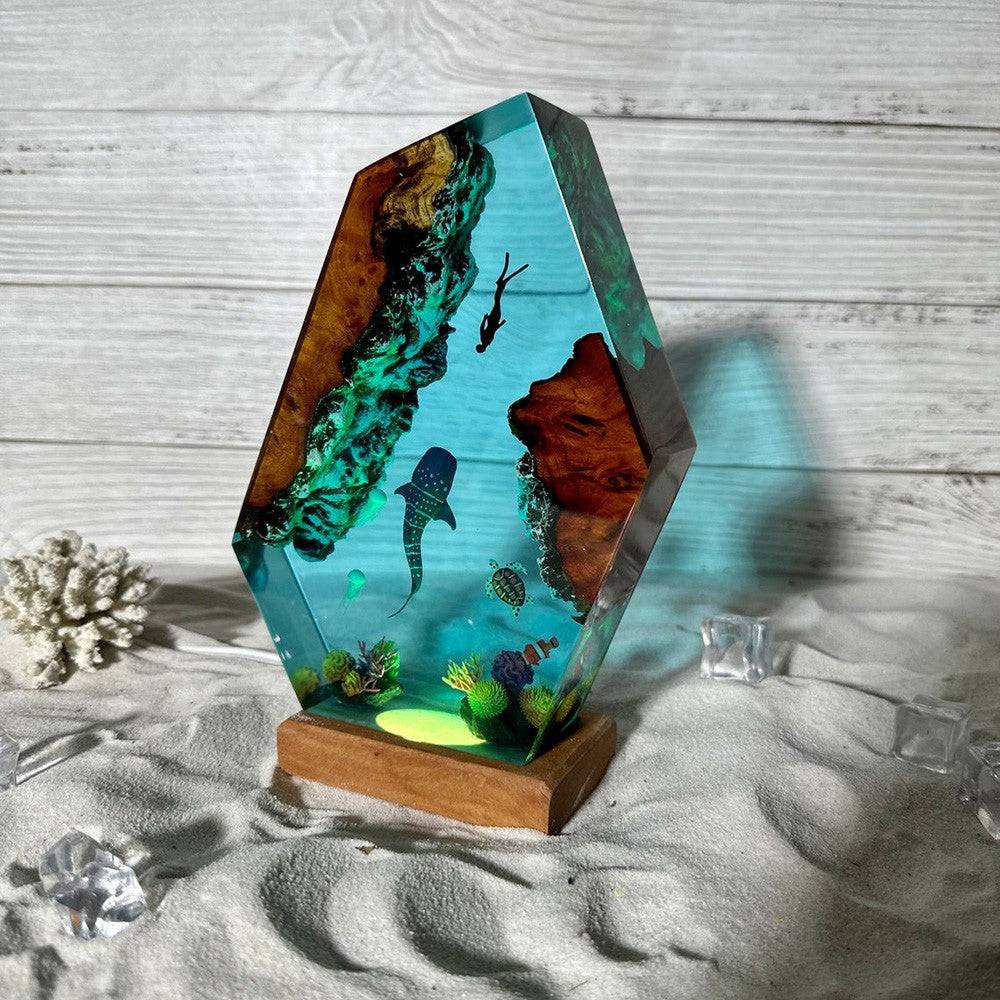 HOT SELL❗❗ Whale shark and Diver Resin Night Light - OPICRAFT