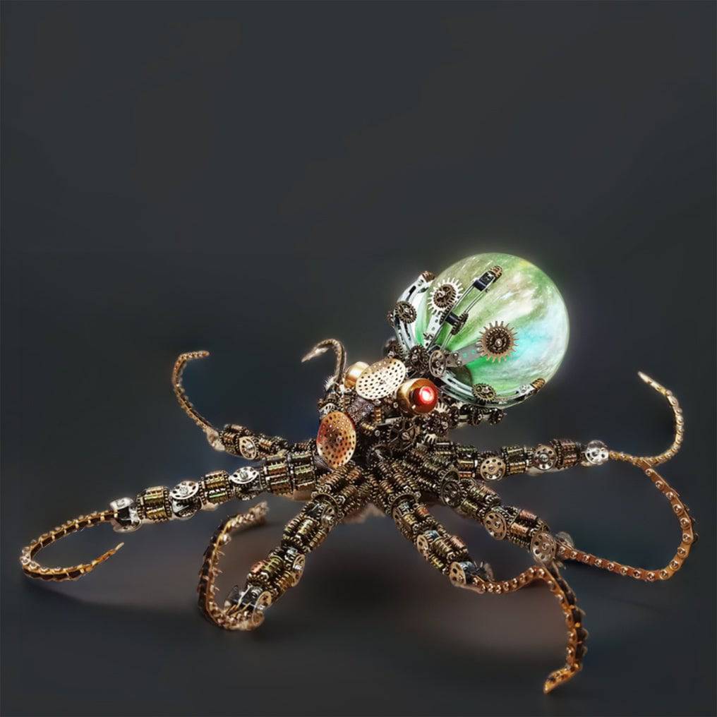 Intricate 3D Steampunk Mechanical Octopus Model Kit – 2400+ Pieces for Creative Builders! - OPICRAFT