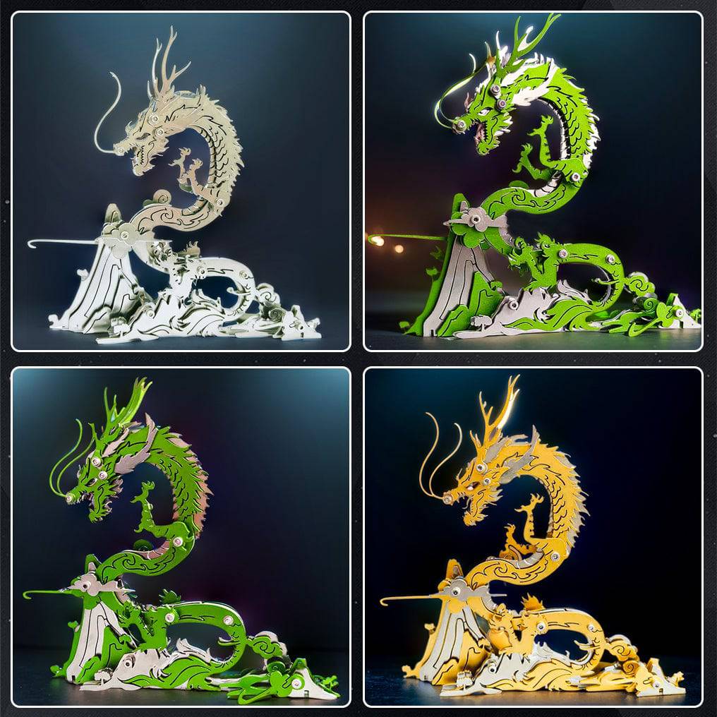 Enchanting 3D Metal Dragon Puzzle: Build Your Own Mythical Mountain Guardian Model Kit - OPICRAFT