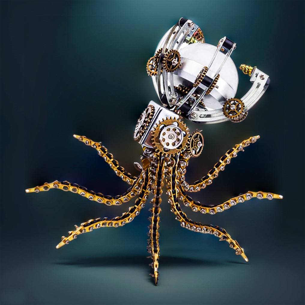 Intricate 3D Metal Steampunk Galaxy Octopus Puzzle & Desk Lamp Set - 1060 PCS for DIY Enthusiasts! - OPICRAFT