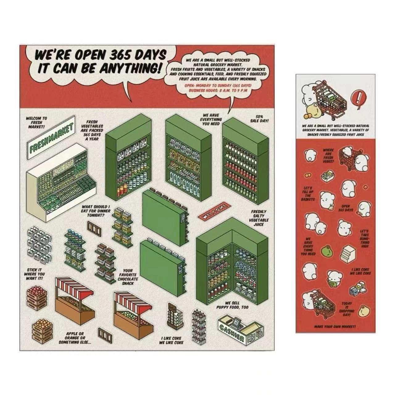 DIY 3D Sticker Scene,Make Your Own Baking Shop|Fresh Market|Bookstore|Laundry - OPICRAFT