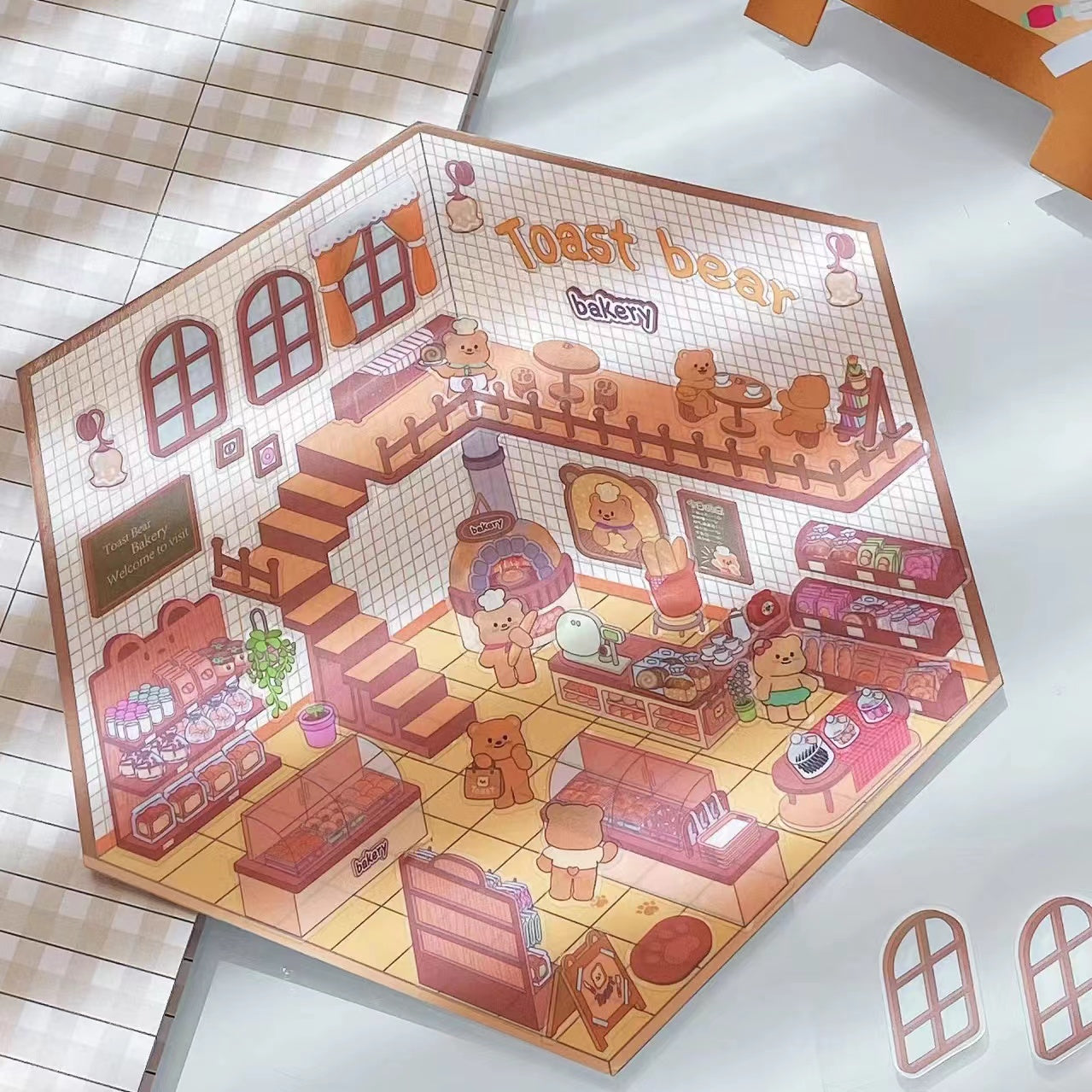 Create Adorable Sticker Scenes with Dog-Themed Bakery Shop|Market - OPICRAFT