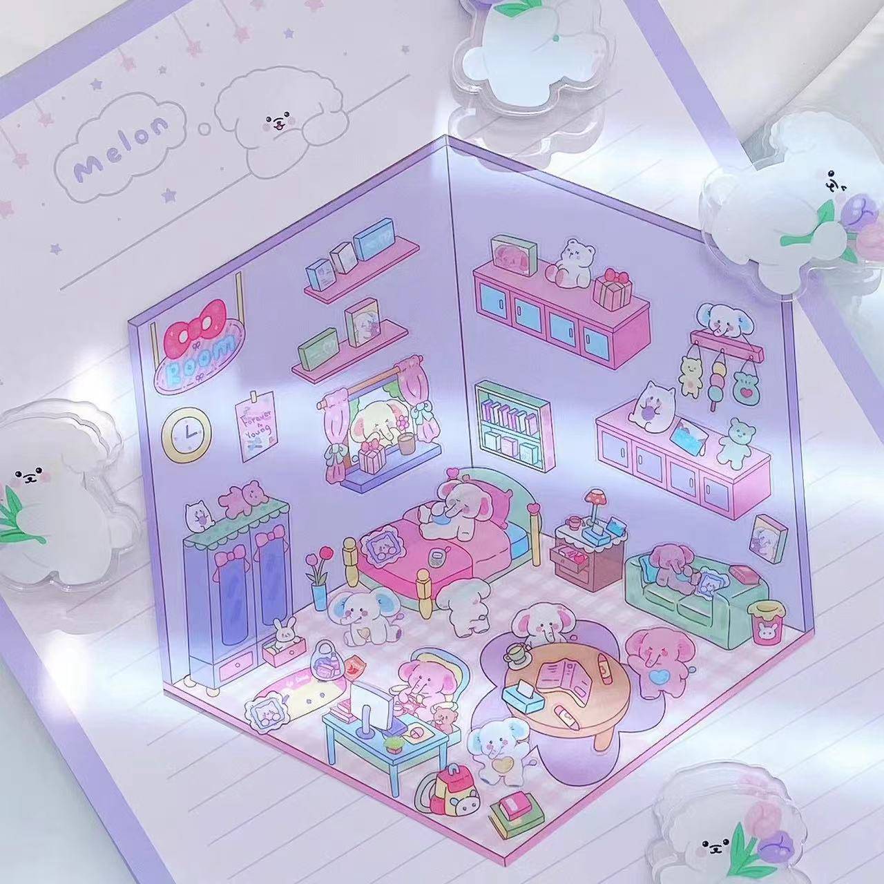 Create Adorable Sticker Scenes with Dog-Themed Bakery Shop|Market - OPICRAFT