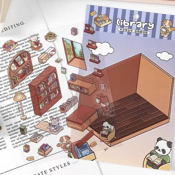Sticker Scenes! Sunshine Greenhouse|Cat Cafe|Bakery|Library - OPICRAFT