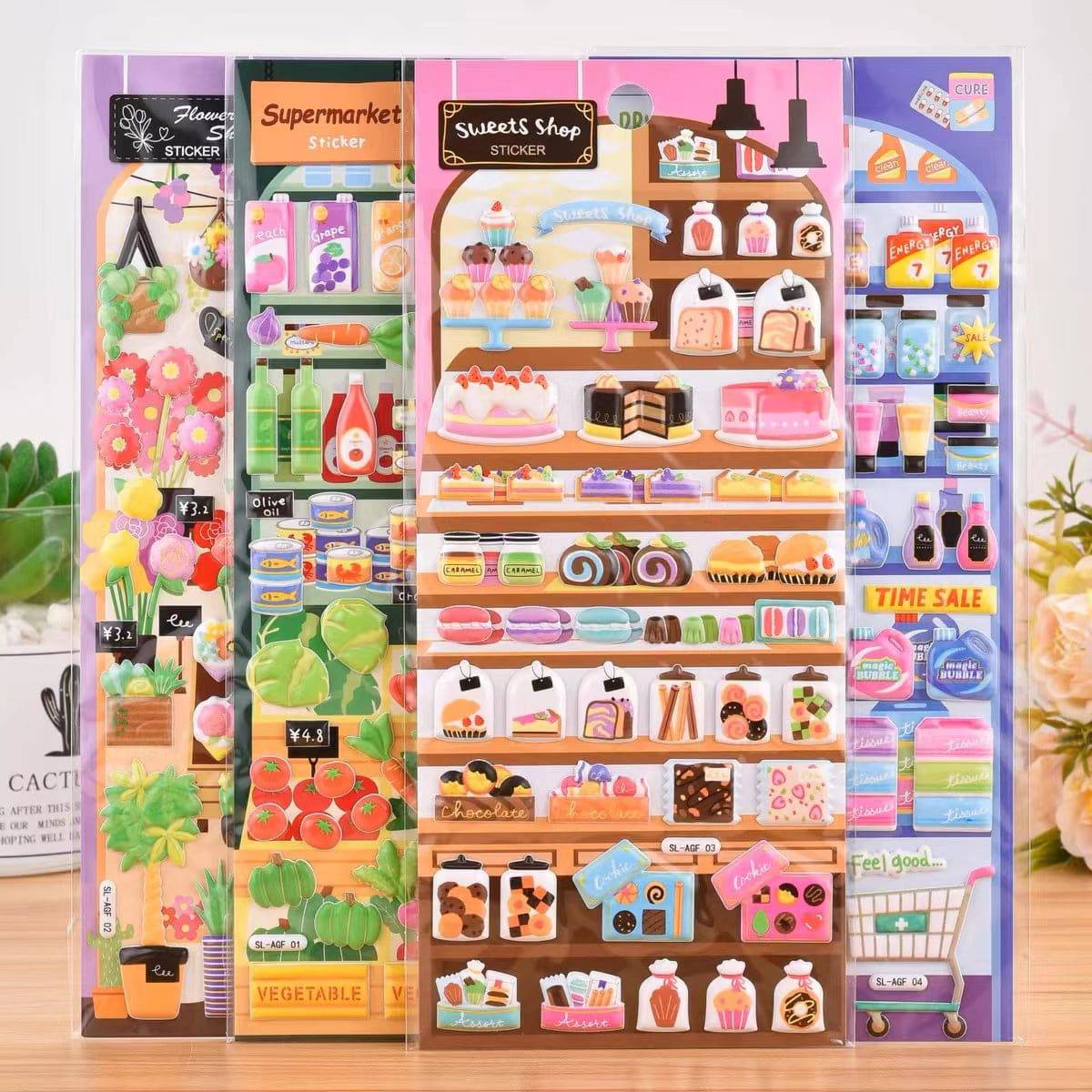 3D Puffy Stickers, Flower Shop|Supermarket|Drug Store|Sweet Shop - OPICRAFT