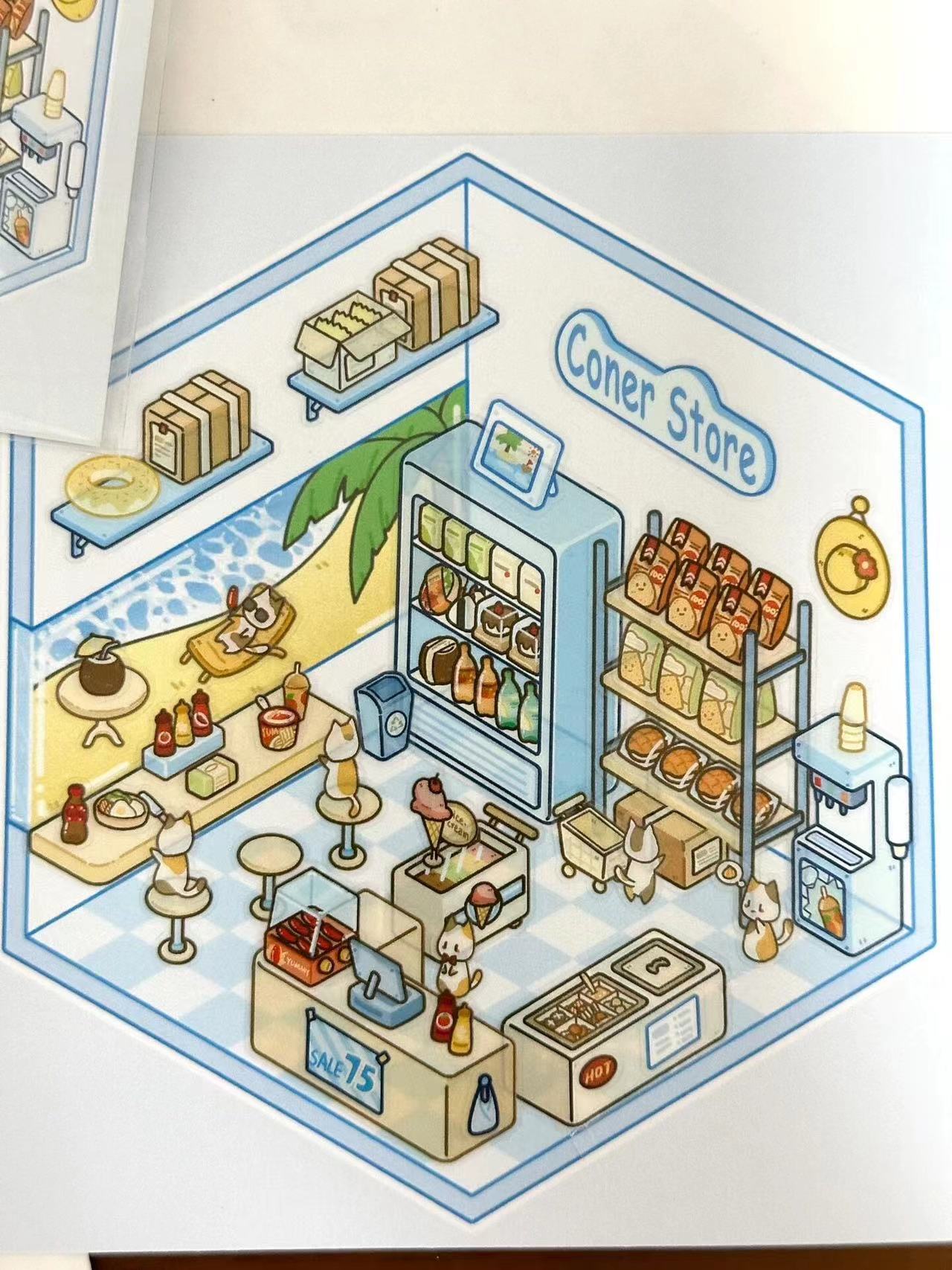 DIY 3D Sticker Scenes|Pizza Shop|Hot Spring|Dim Sum Restaurant|Convenience Store - OPICRAFT