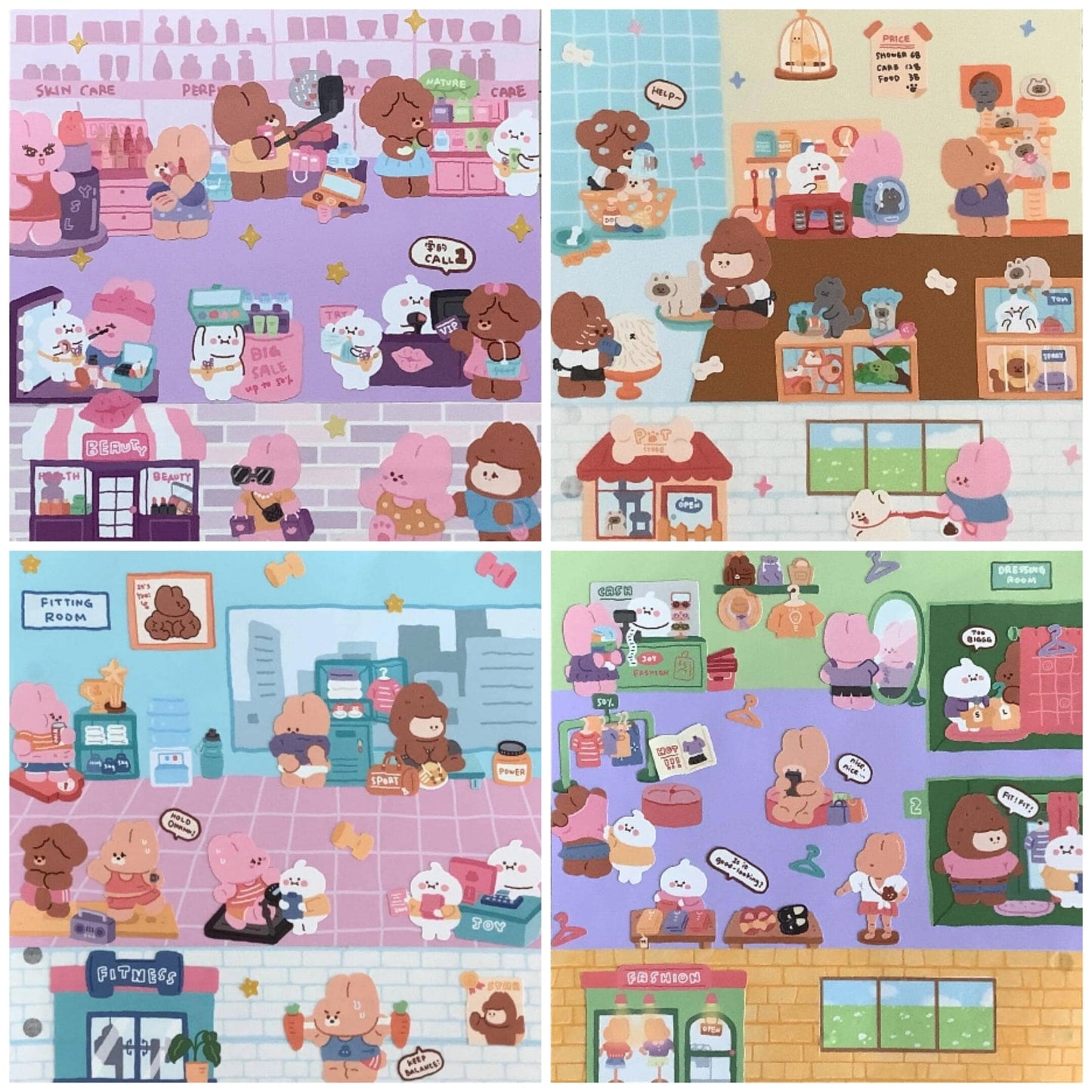 DIY Shopping Street Sticker Scene|Makeup Store|Pet Store|Clothing Store|Fitness - OPICRAFT