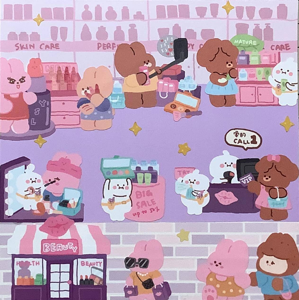 DIY Shopping Street Sticker Scene|Makeup Store|Pet Store|Clothing Store|Fitness - OPICRAFT