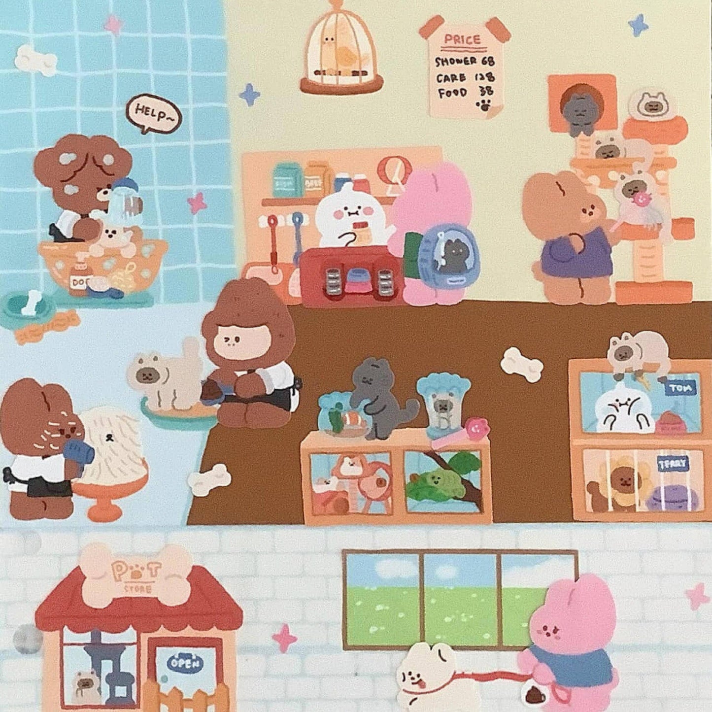 DIY Shopping Street Sticker Scene|Makeup Store|Pet Store|Clothing Store|Fitness - OPICRAFT
