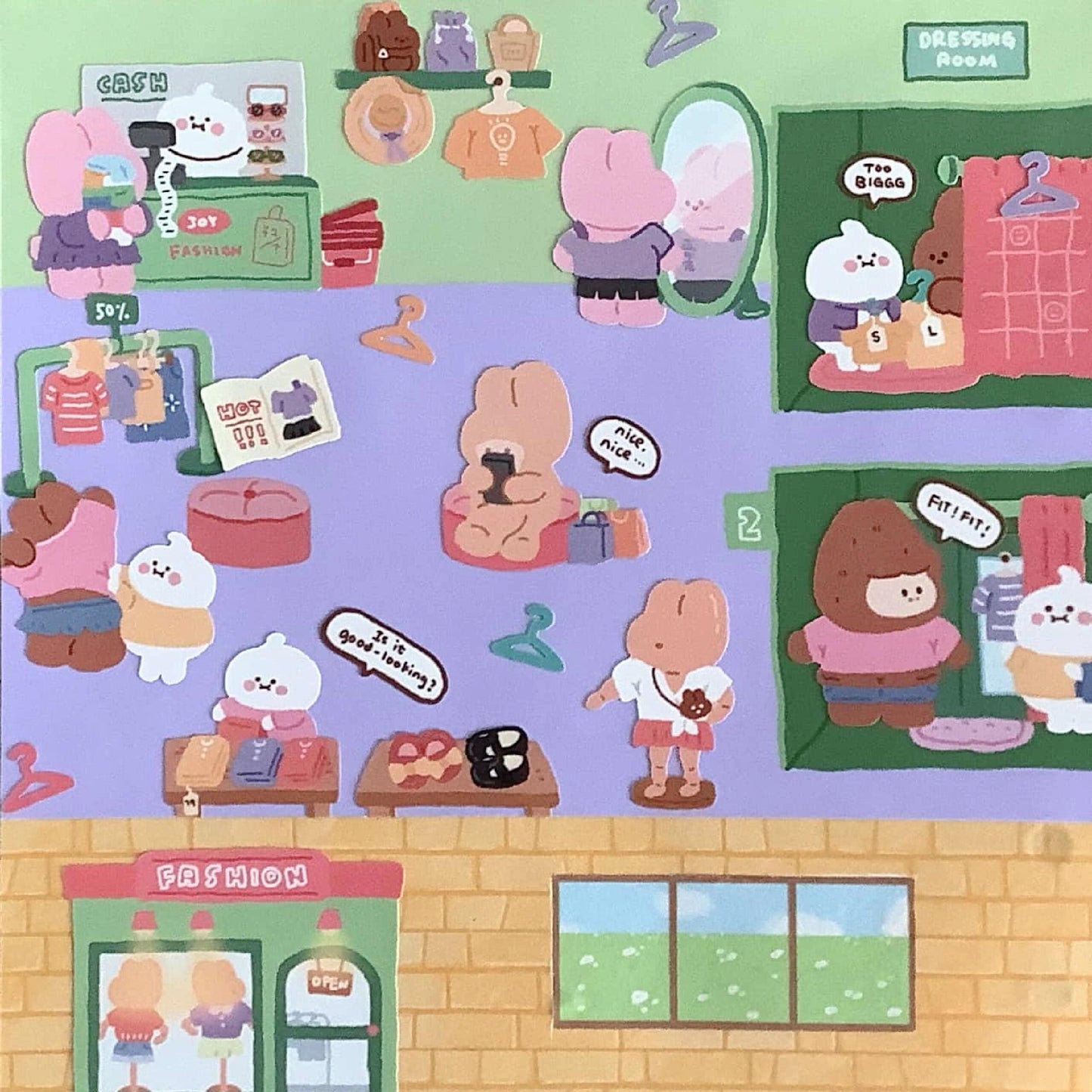 DIY Shopping Street Sticker Scene|Makeup Store|Pet Store|Clothing Store|Fitness - OPICRAFT