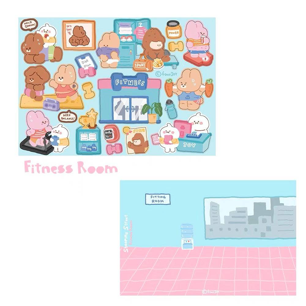 DIY Shopping Street Sticker Scene|Makeup Store|Pet Store|Clothing Store|Fitness - OPICRAFT