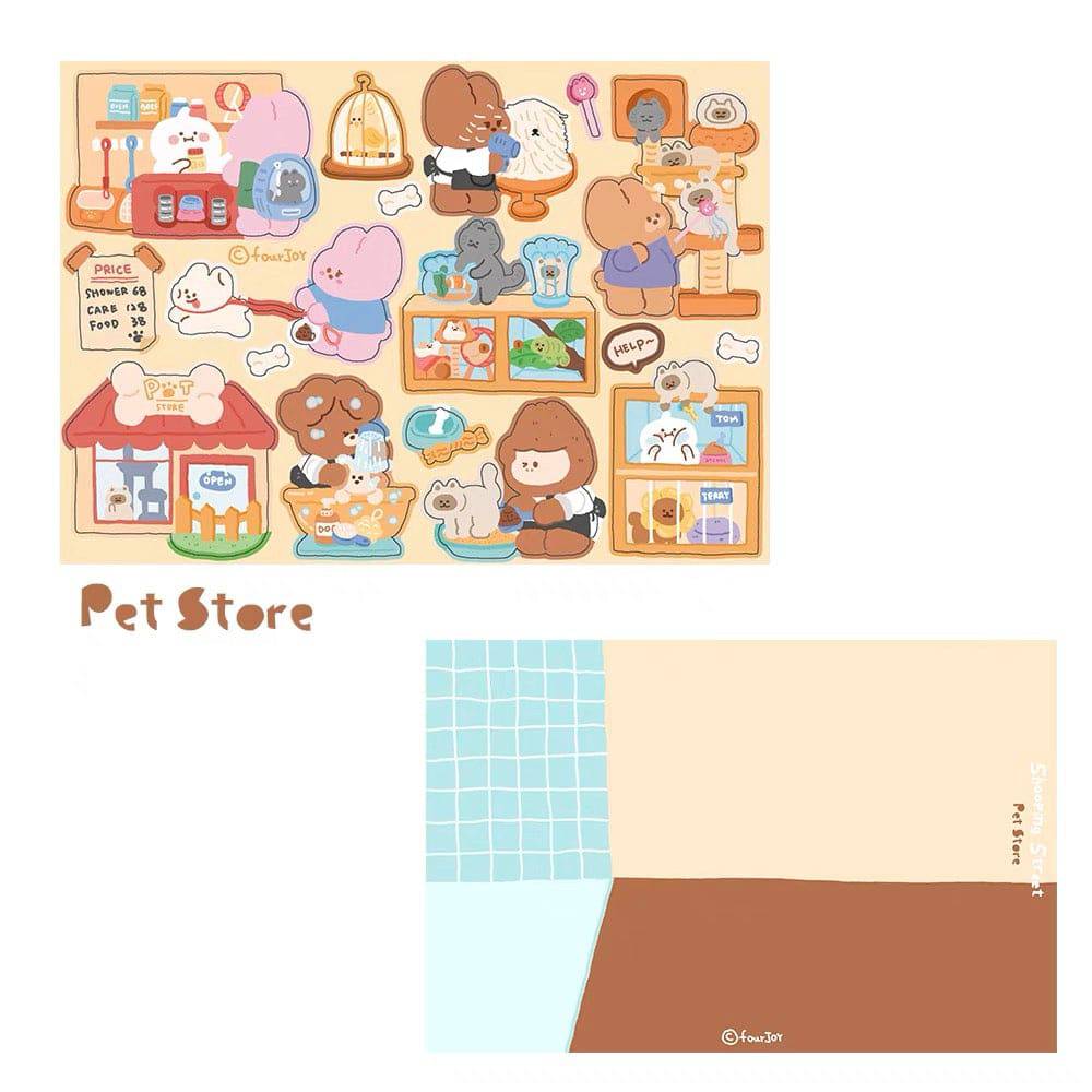 DIY Shopping Street Sticker Scene|Makeup Store|Pet Store|Clothing Store|Fitness - OPICRAFT