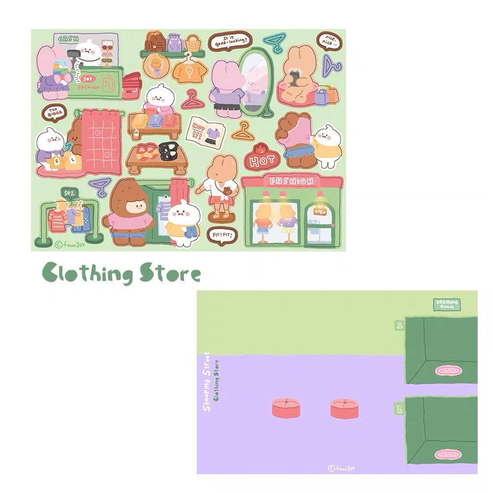 DIY Shopping Street Sticker Scene|Makeup Store|Pet Store|Clothing Store|Fitness - OPICRAFT