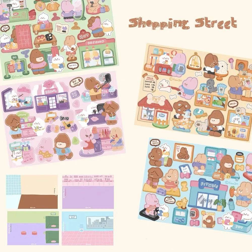 DIY Shopping Street Sticker Scene|Makeup Store|Pet Store|Clothing Store|Fitness - OPICRAFT