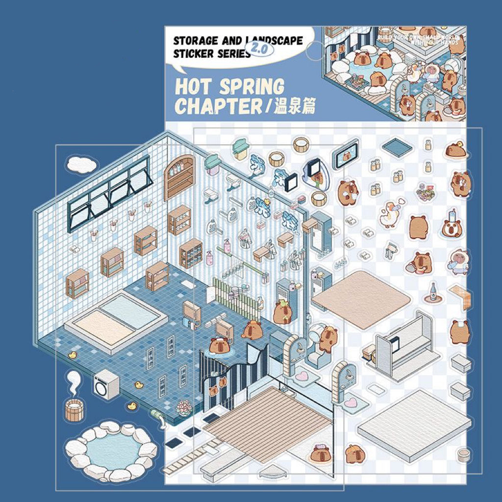 Stickers Scene, Make your Own Apartment|Forest Bookstore|Sushi Bar|Cocoa Cafe - OPICRAFT