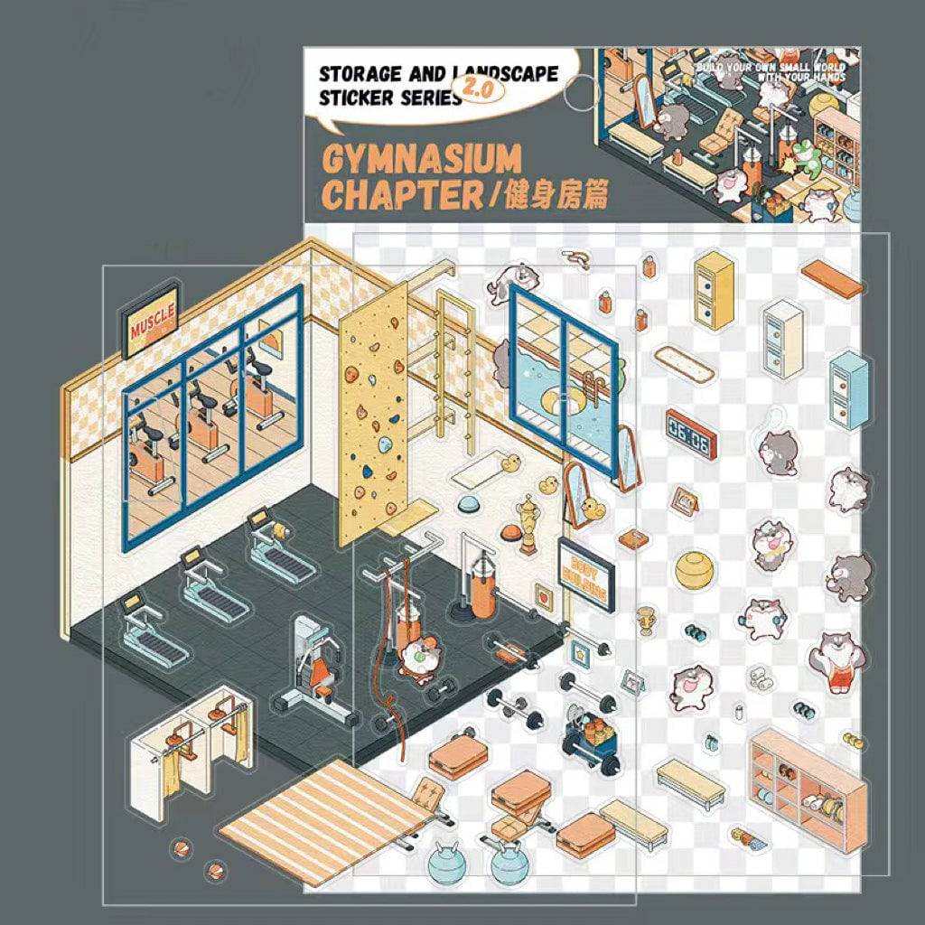 Stickers Scene, Make your Own Warm Home|Music Bar|Hot Spring|Gymnasium - OPICRAFT
