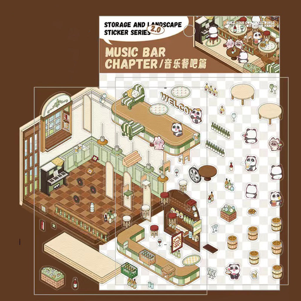Stickers Scene, Make your Own Warm Home|Music Bar|Hot Spring|Gymnasium - OPICRAFT
