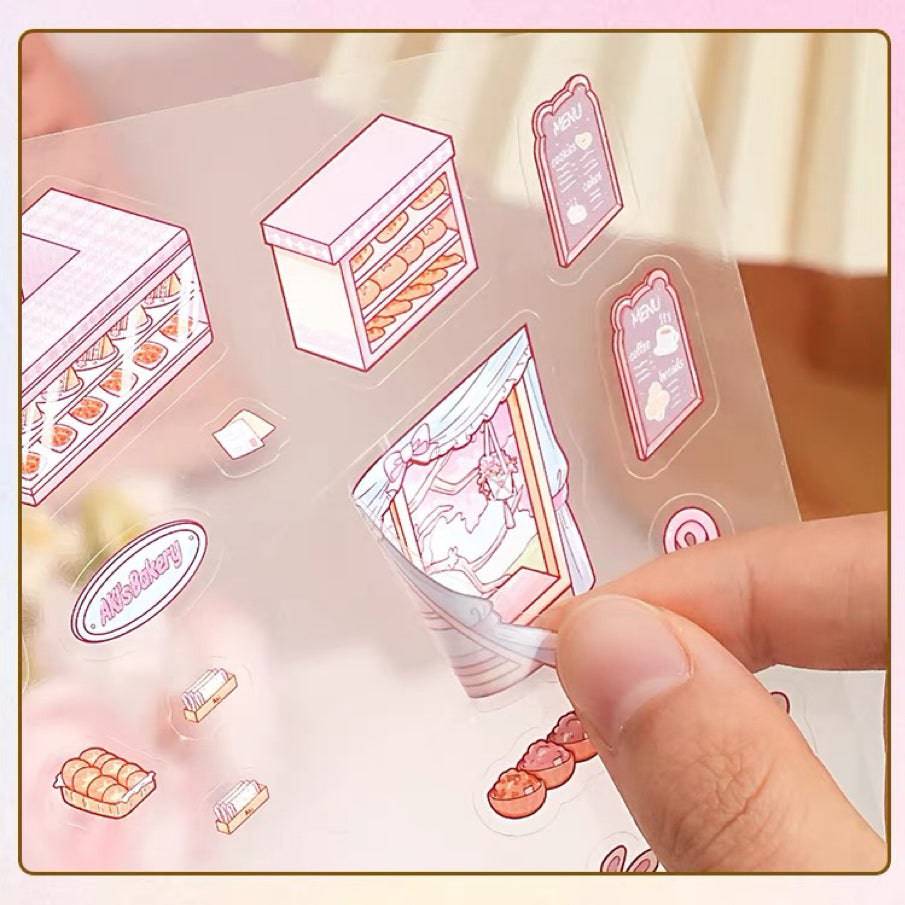 3D Puppy Restaurant Bakery Shop Convenience Store Sticker Scenes - OPICRAFT
