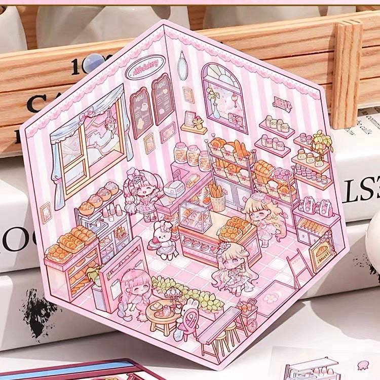 3D Puppy Restaurant Bakery Shop Convenience Store Sticker Scenes - OPICRAFT