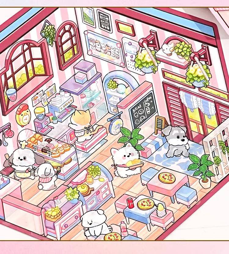 3D Puppy Restaurant Bakery Shop Convenience Store Sticker Scenes - OPICRAFT