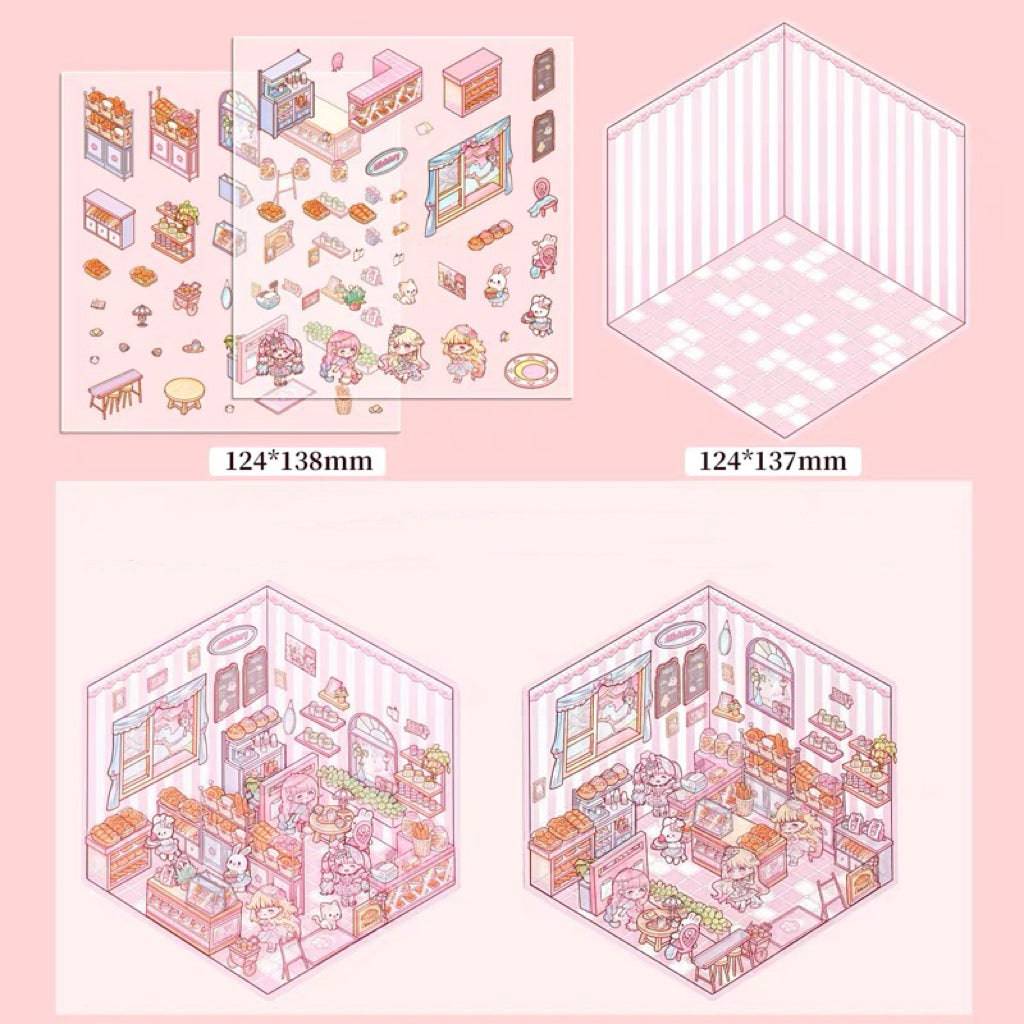 3D Puppy Restaurant Bakery Shop Convenience Store Sticker Scenes - OPICRAFT